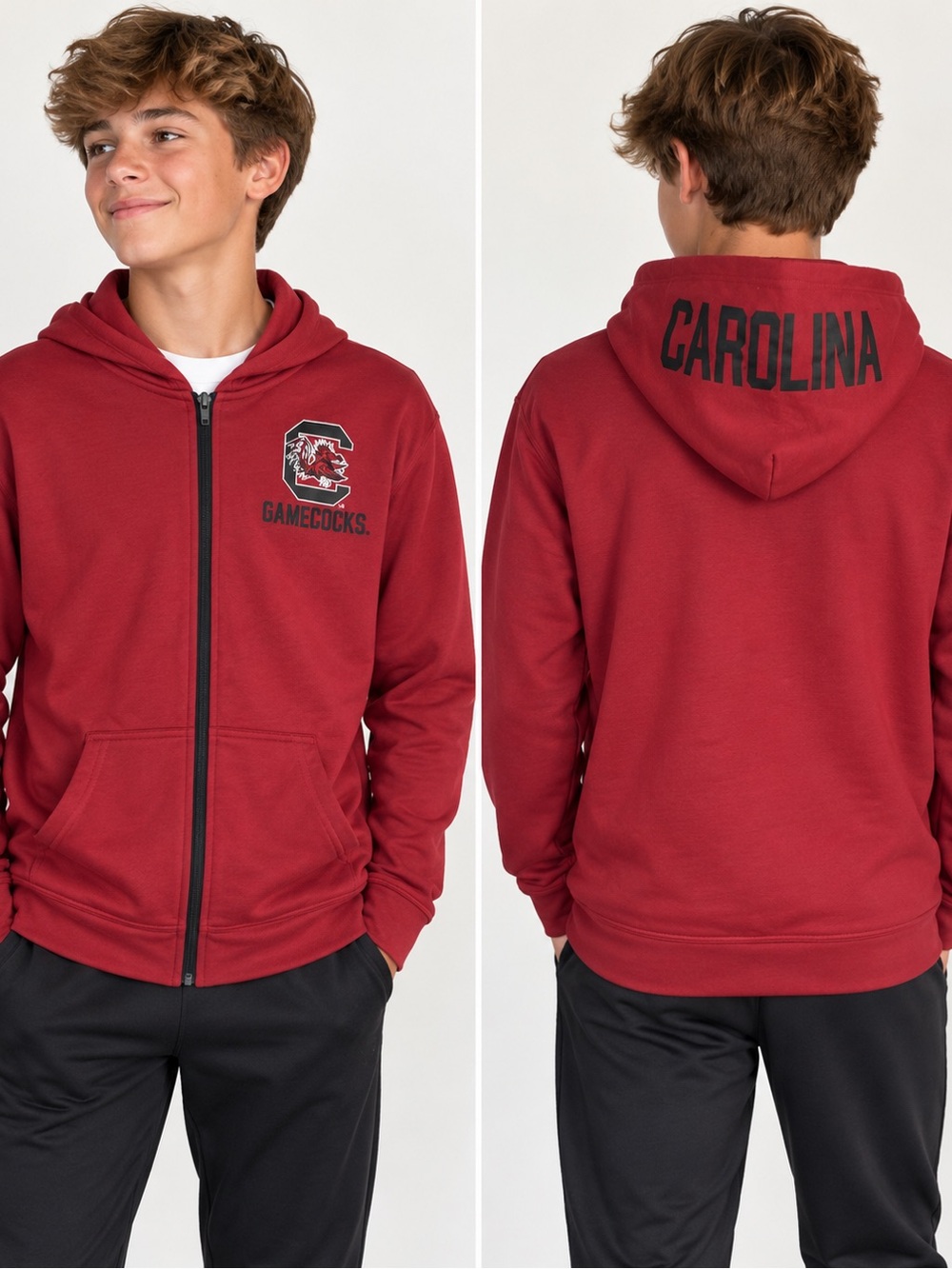 South Carolina Gamecocks Rivalry Threads Youth L Full Zip Hoodie Garnet